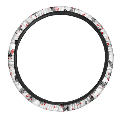 Exotic Chicken Pattern Print Car Steering Wheel Cover