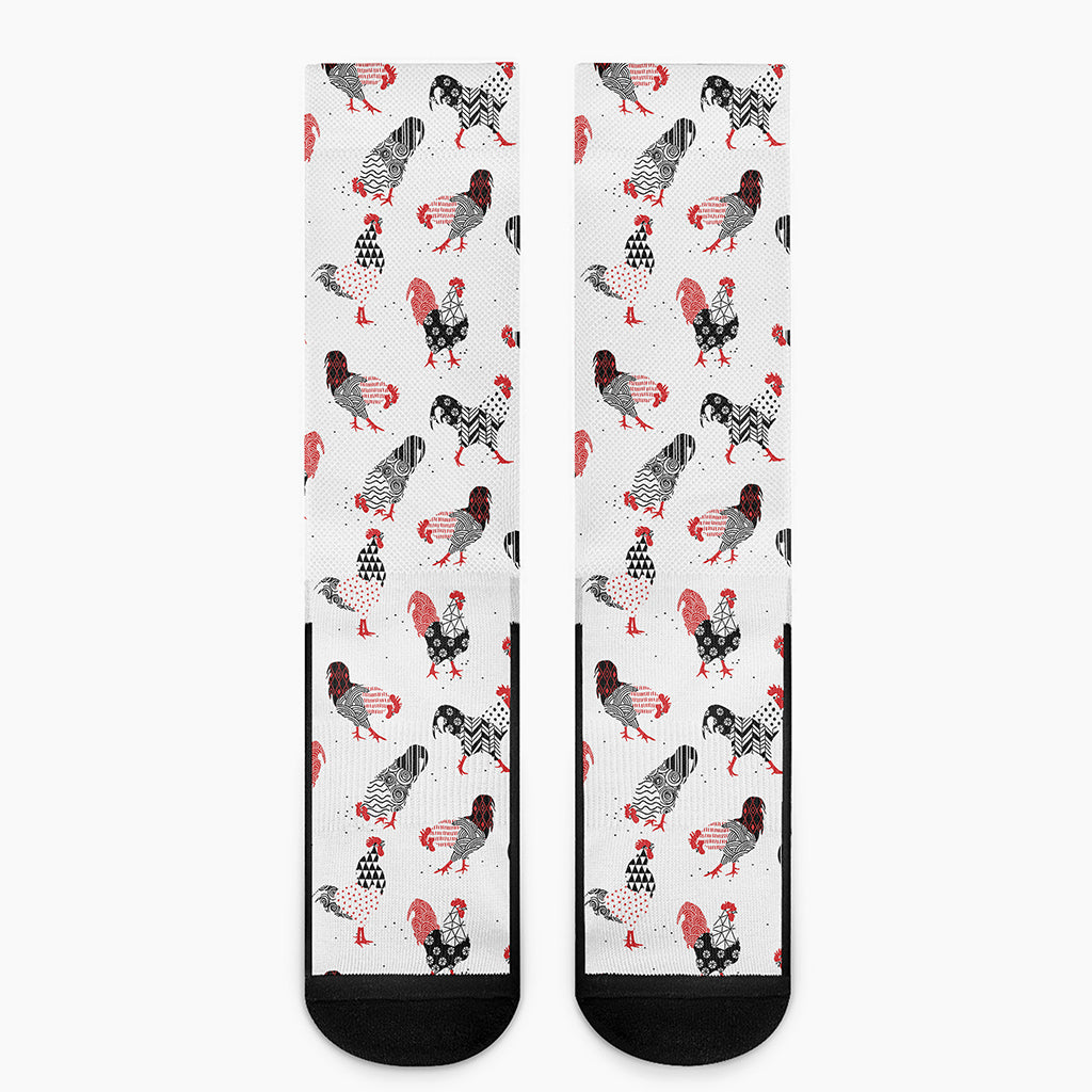 Exotic Chicken Pattern Print Crew Socks