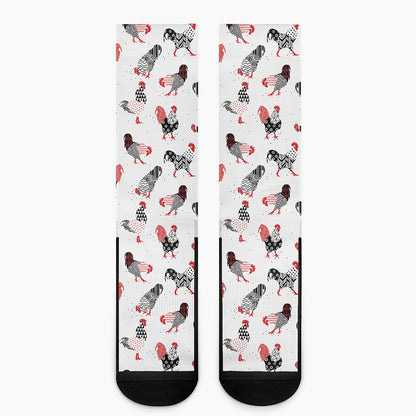 Exotic Chicken Pattern Print Crew Socks
