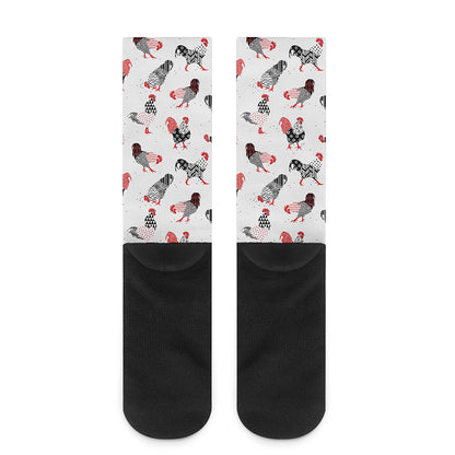 Exotic Chicken Pattern Print Crew Socks