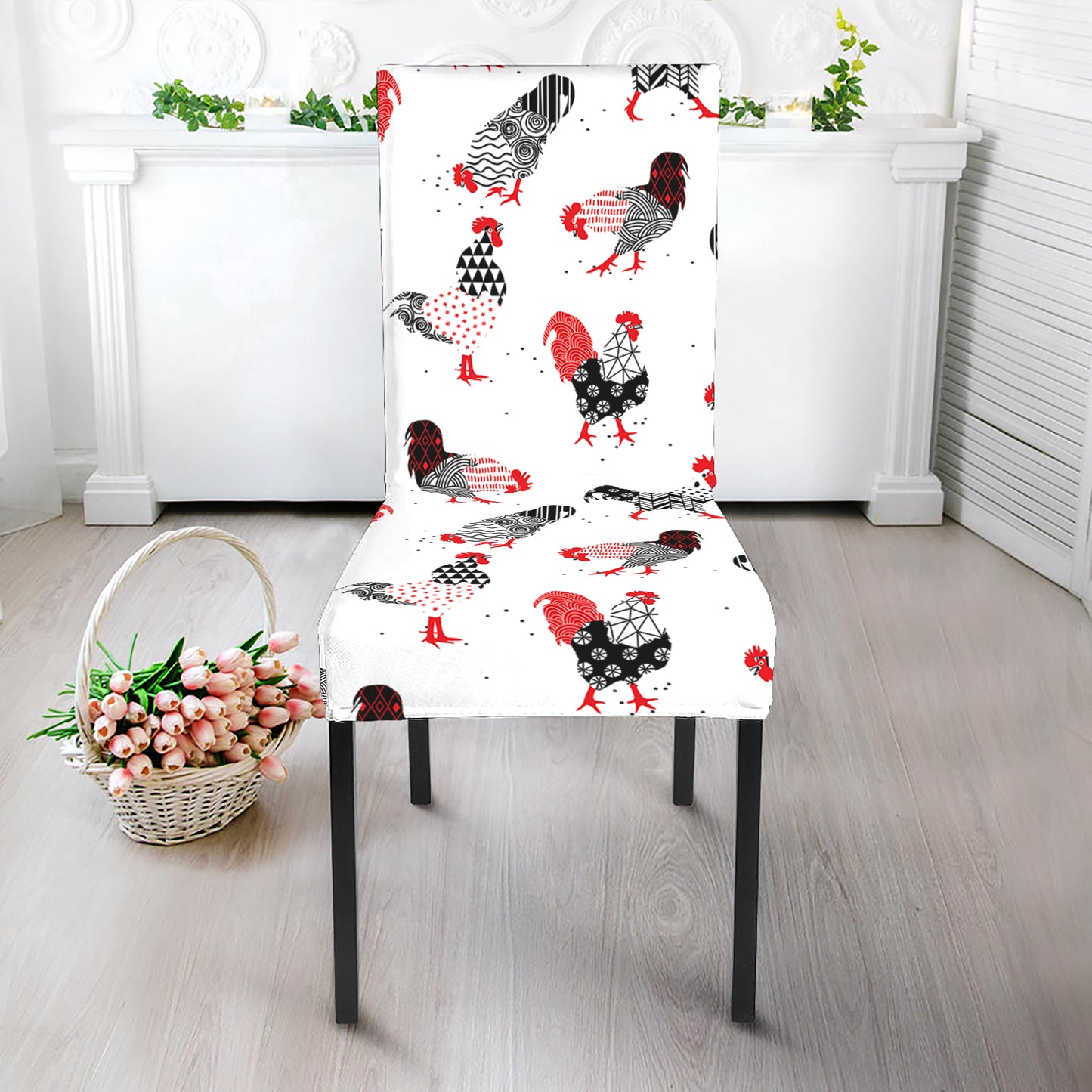 Exotic Chicken Pattern Print Dining Chair Slipcover