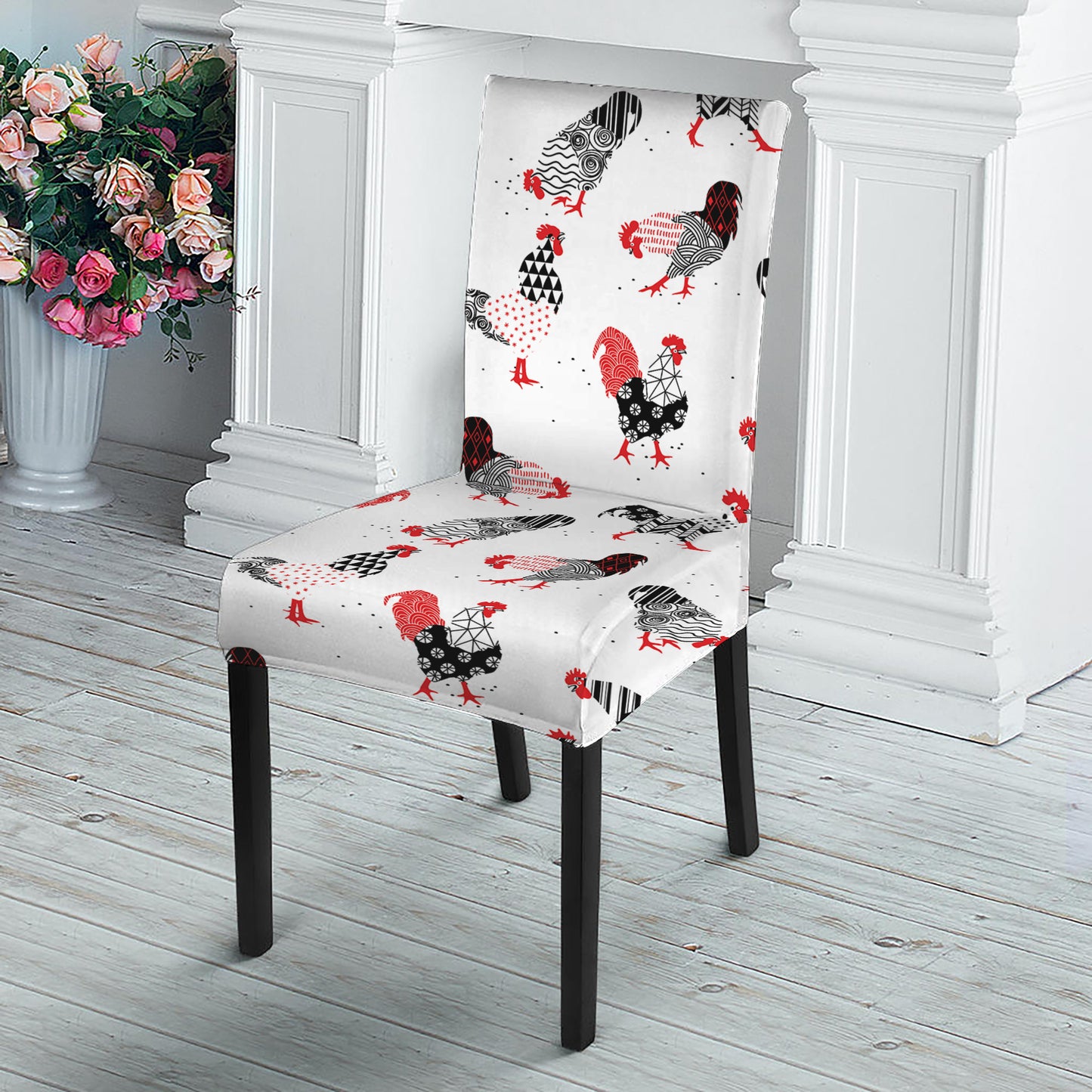 Exotic Chicken Pattern Print Dining Chair Slipcover