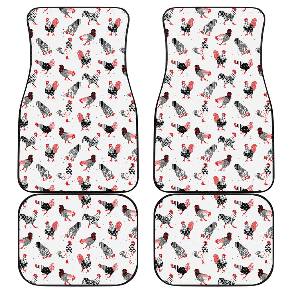 Exotic Chicken Pattern Print Front and Back Car Floor Mats