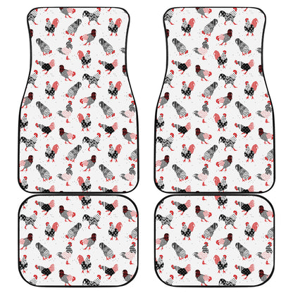Exotic Chicken Pattern Print Front and Back Car Floor Mats