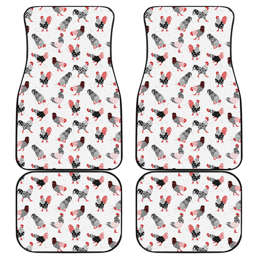 Exotic Chicken Pattern Print Front and Back Car Floor Mats