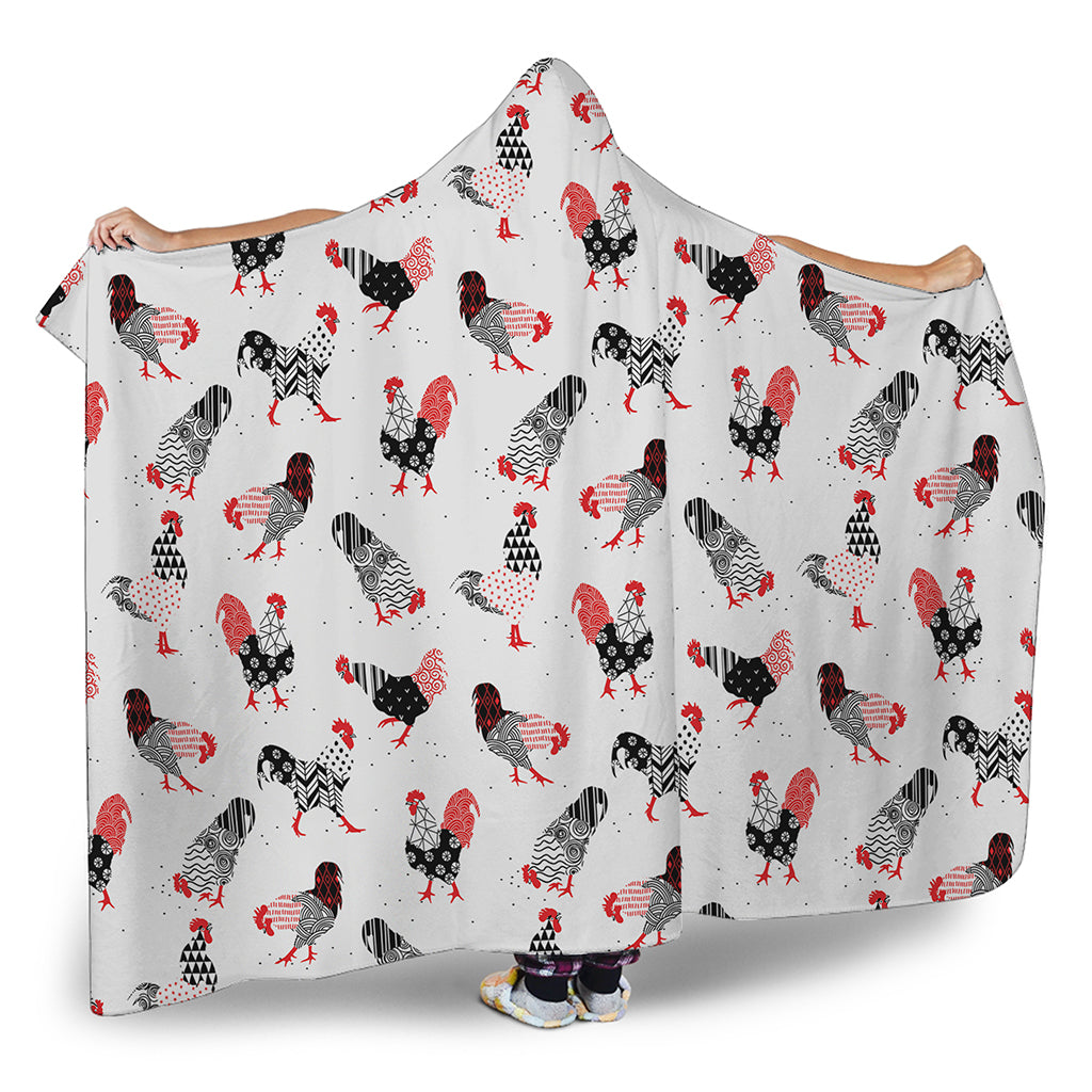 Exotic Chicken Pattern Print Hooded Blanket
