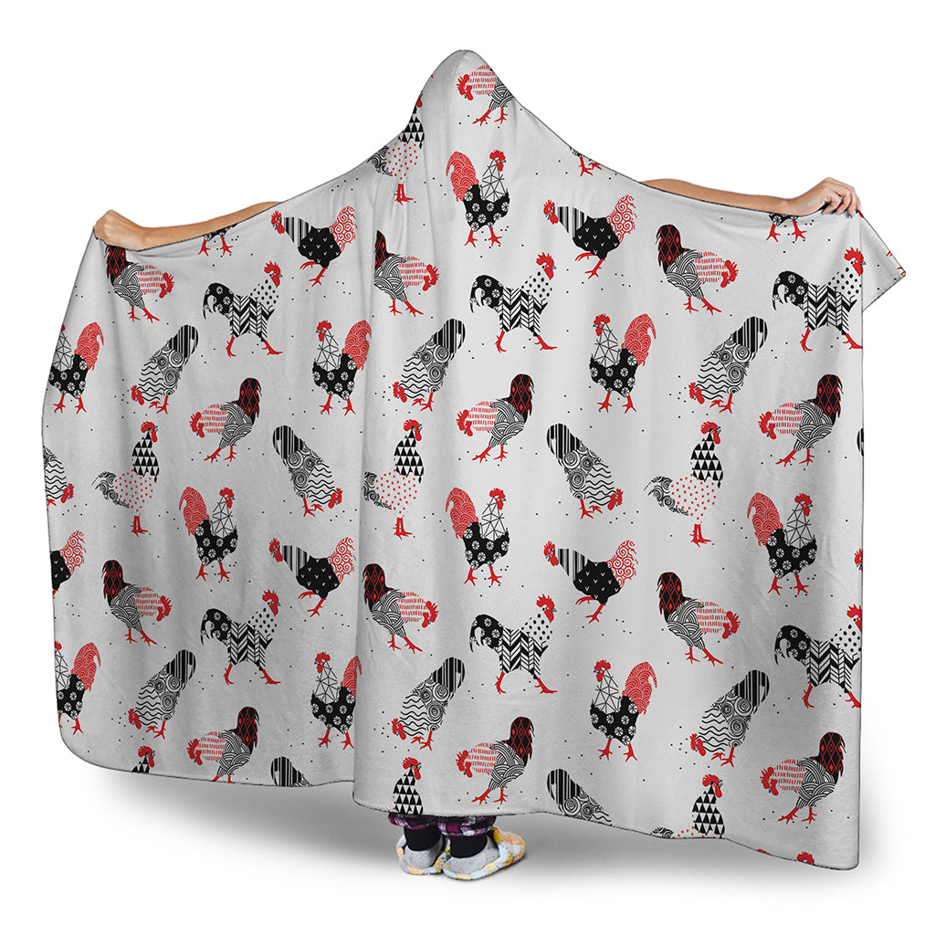 Exotic Chicken Pattern Print Hooded Blanket