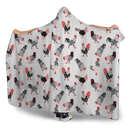 Exotic Chicken Pattern Print Hooded Blanket