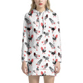 Exotic Chicken Pattern Print Pullover Hoodie Dress
