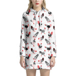 Exotic Chicken Pattern Print Hoodie Dress