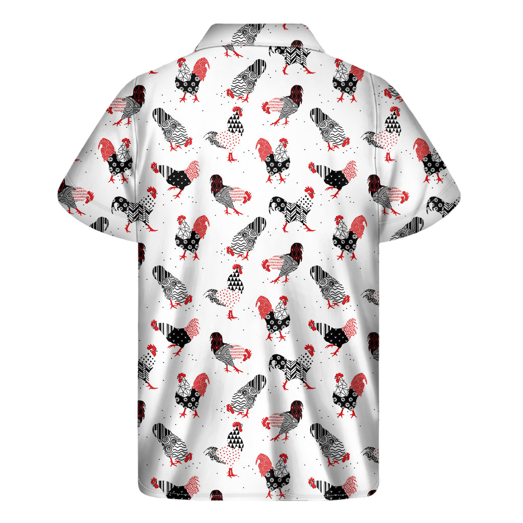 Exotic Chicken Pattern Print Men's Short Sleeve Shirt