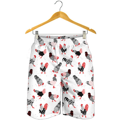 Exotic Chicken Pattern Print Men's Shorts