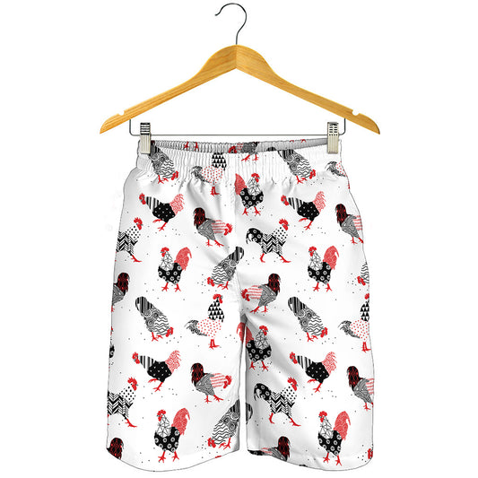 Exotic Chicken Pattern Print Men's Shorts