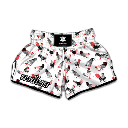 Exotic Chicken Pattern Print Muay Thai Boxing Shorts
