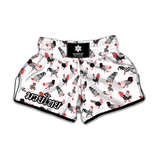 Exotic Chicken Pattern Print Muay Thai Boxing Shorts
