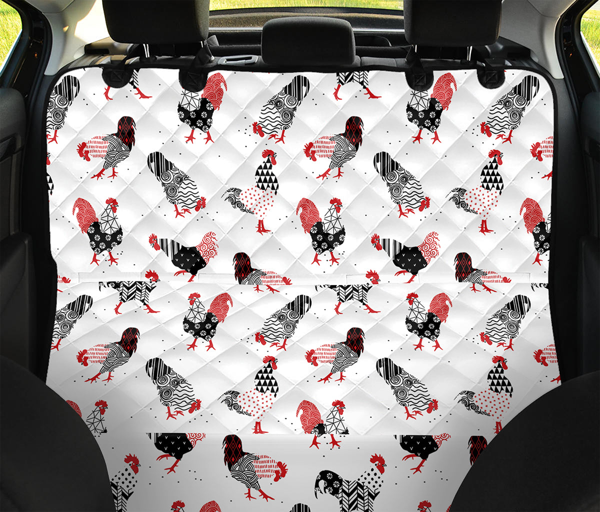 Exotic Chicken Pattern Print Pet Car Back Seat Cover