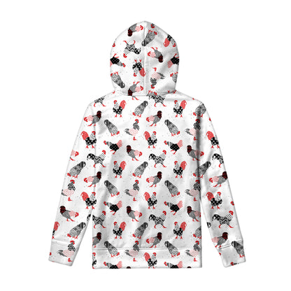 Exotic Chicken Pattern Print Pullover Hoodie