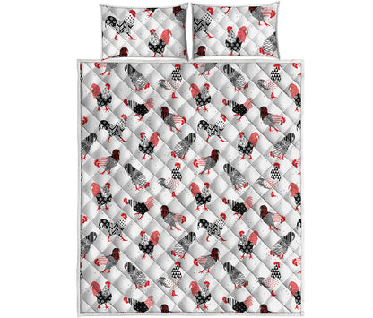 Exotic Chicken Pattern Print Quilt Bed Set