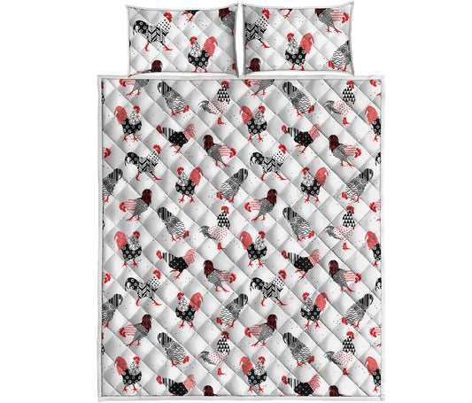 Exotic Chicken Pattern Print Quilt Bed Set