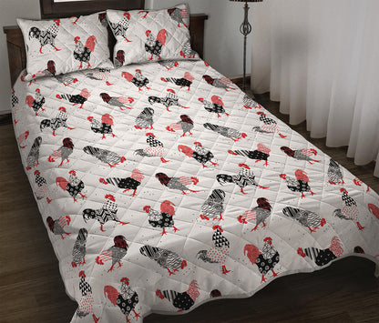 Exotic Chicken Pattern Print Quilt Bed Set