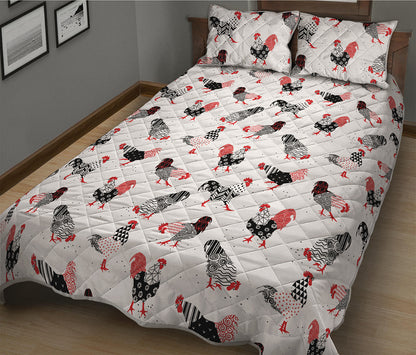 Exotic Chicken Pattern Print Quilt Bed Set