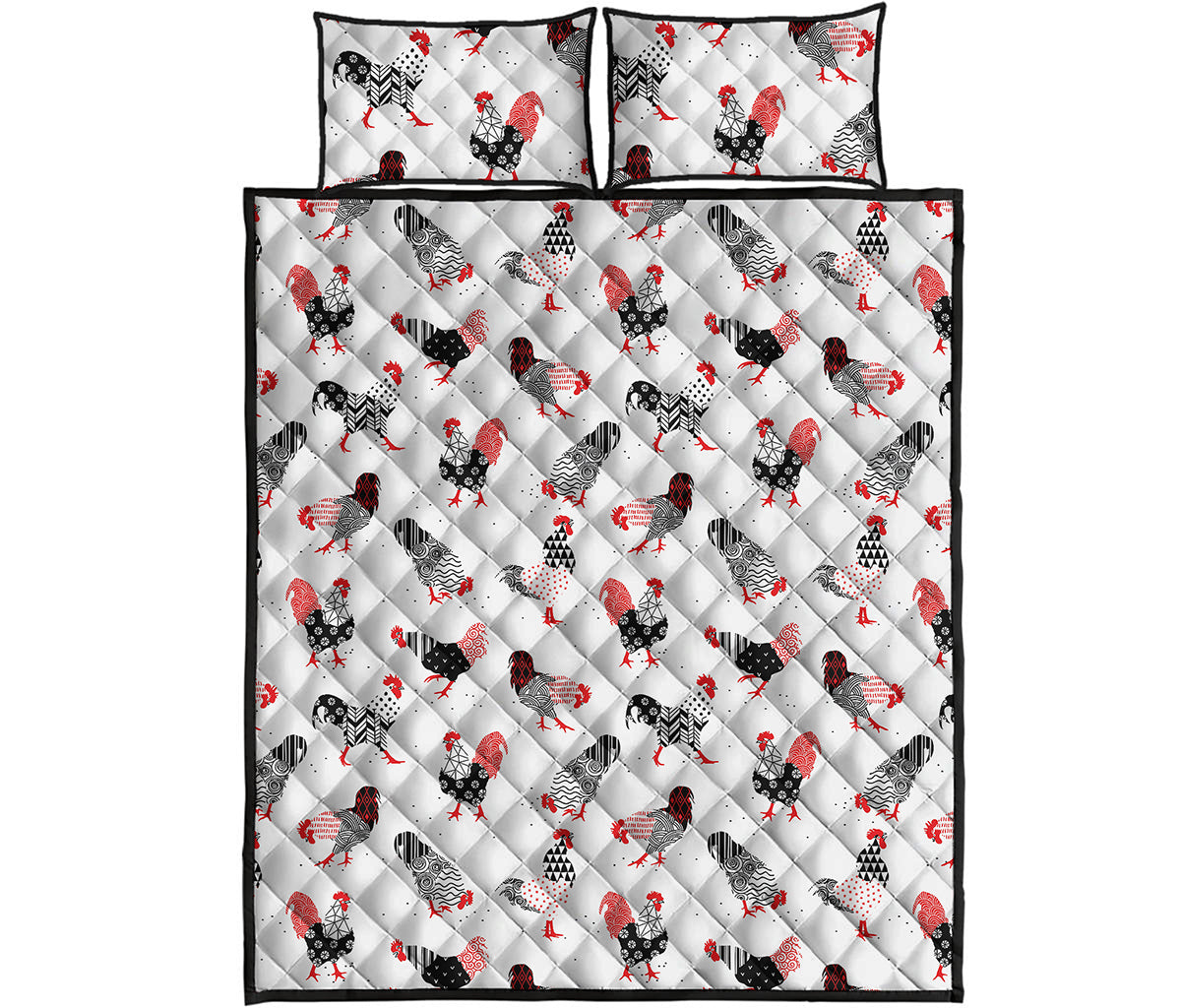 Exotic Chicken Pattern Print Quilt Bed Set