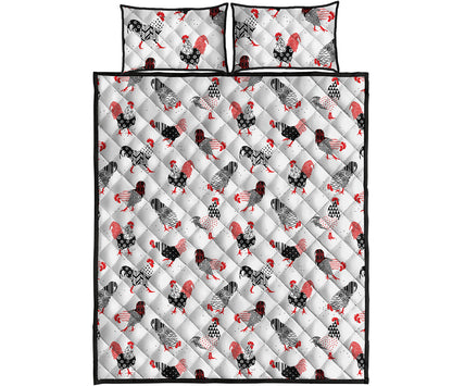 Exotic Chicken Pattern Print Quilt Bed Set