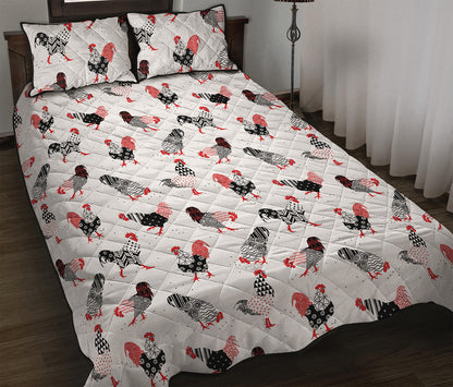 Exotic Chicken Pattern Print Quilt Bed Set