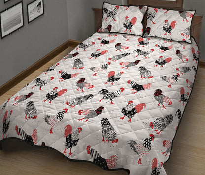 Exotic Chicken Pattern Print Quilt Bed Set