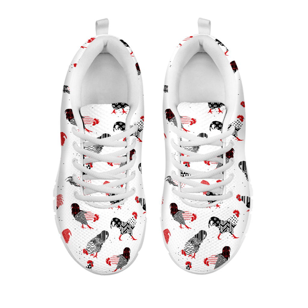 Exotic Chicken Pattern Print White Sneakers