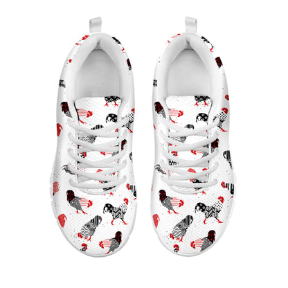 Exotic Chicken Pattern Print White Sneakers
