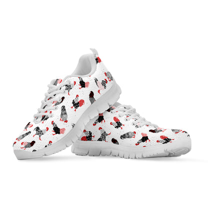 Exotic Chicken Pattern Print White Sneakers