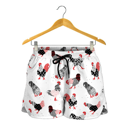 Exotic Chicken Pattern Print Women's Shorts
