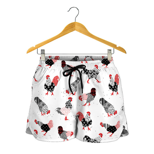 Exotic Chicken Pattern Print Women's Shorts
