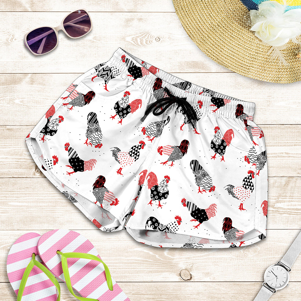 Exotic Chicken Pattern Print Women's Shorts