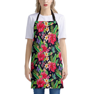 Exotic Hibiscus Flowers Pattern Print Apron