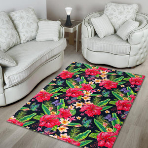 Exotic Hibiscus Flowers Pattern Print Area Rug GearFrost