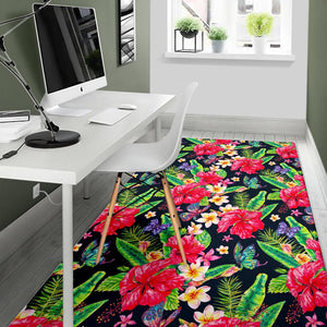 Exotic Hibiscus Flowers Pattern Print Area Rug GearFrost