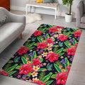 Exotic Hibiscus Flowers Pattern Print Floor Mat