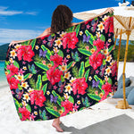Exotic Hibiscus Flowers Pattern Print Beach Sarong Wrap