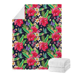 Exotic Hibiscus Flowers Pattern Print Blanket
