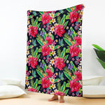 Exotic Hibiscus Flowers Pattern Print Blanket