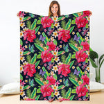 Exotic Hibiscus Flowers Pattern Print Blanket