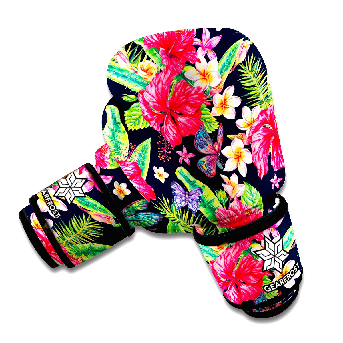 Exotic Hibiscus Flowers Pattern Print Boxing Gloves
