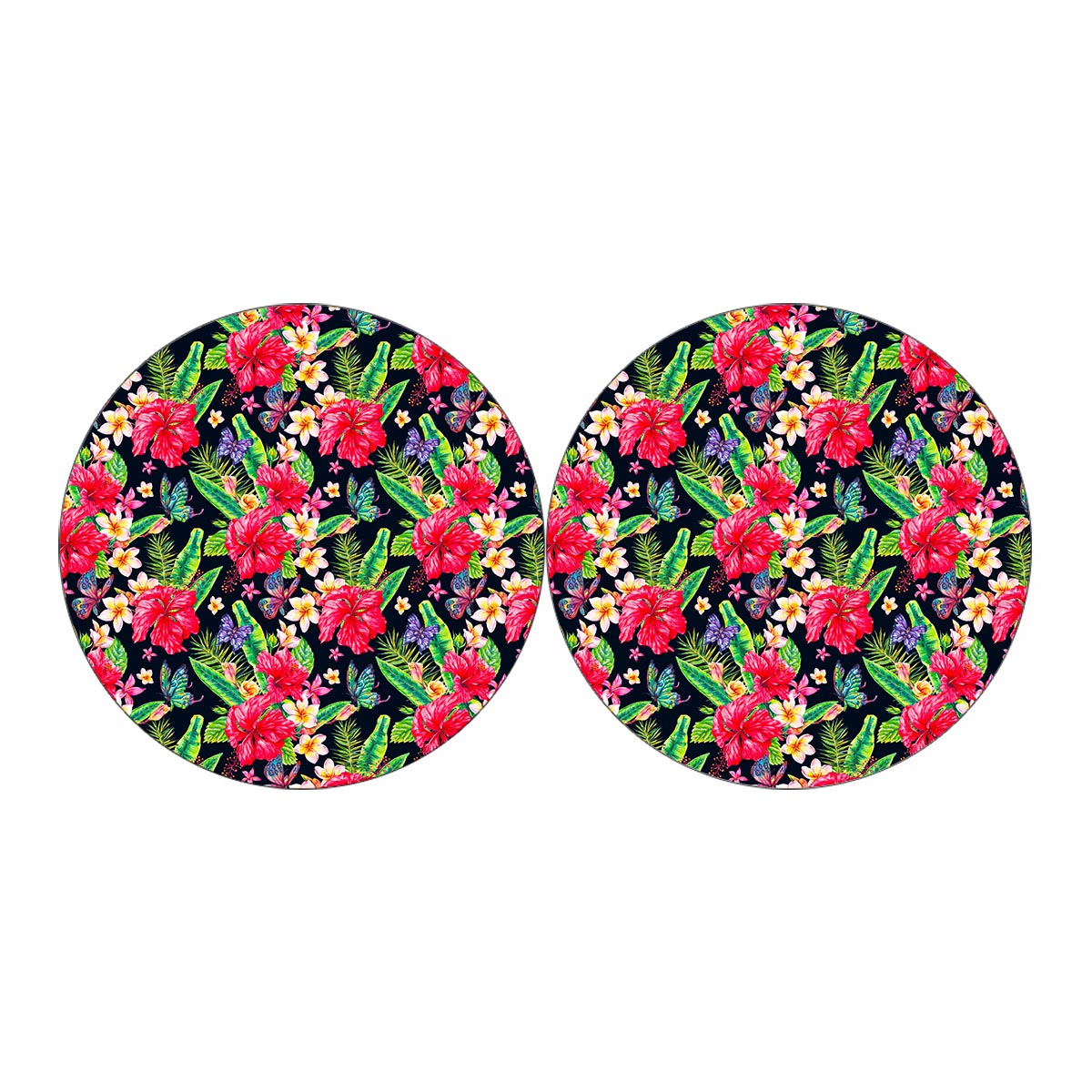 Exotic Hibiscus Flowers Pattern Print Car Coasters