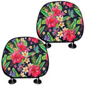 Exotic Hibiscus Flowers Pattern Print Car Headrest Covers
