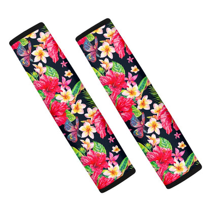 Exotic Hibiscus Flowers Pattern Print Car Seat Belt Covers