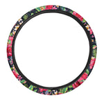 Exotic Hibiscus Flowers Pattern Print Car Steering Wheel Cover