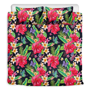 Exotic Hibiscus Flowers Pattern Print Duvet Cover Bedding Set