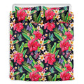 Exotic Hibiscus Flowers Pattern Print Duvet Cover Bedding Set